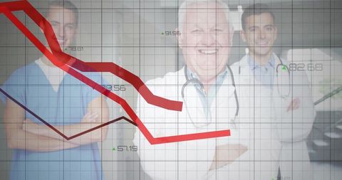 Medical professionals analyzing data trends in healthcare