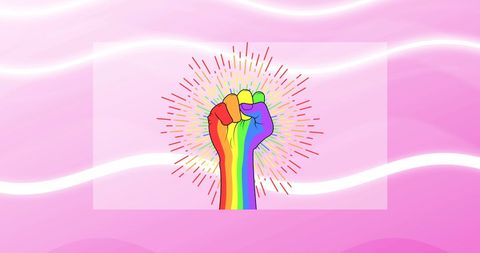 Vibrant rainbow fist symbolizing lgbt rights and equality