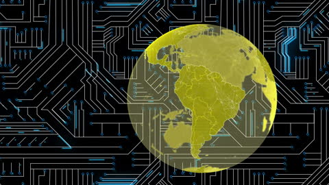 Digital Globe with Circuit Network Background