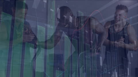 Athletes Training with Complex Data Graphics Overlay