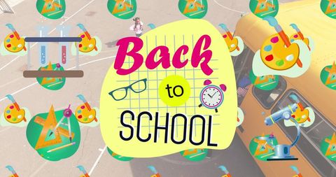 Colorful back to school celebration with creative icons