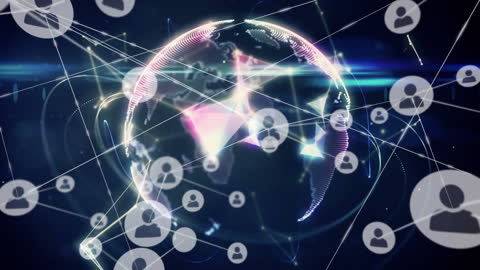 Digital Networking Globe with Profile Icons
