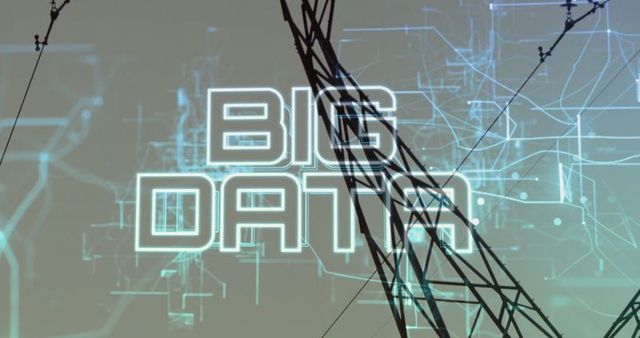Big data concept with digital network and transmission lines