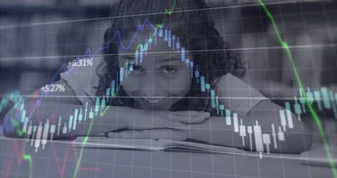 Overlay of Stock Market Data on Smiling Child