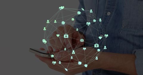 Digital networking concept with smartphone usage