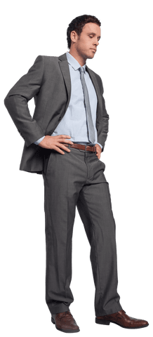 Transparent Businessman Standing with Hands on Hips Wear Formal Suit