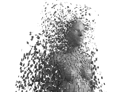 transparent digital woman fading into pixels - Download Free Stock Videos Pikwizard.com