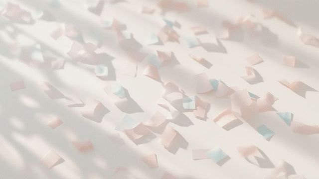 Soft Pastel Confetti on White Background with Shadows