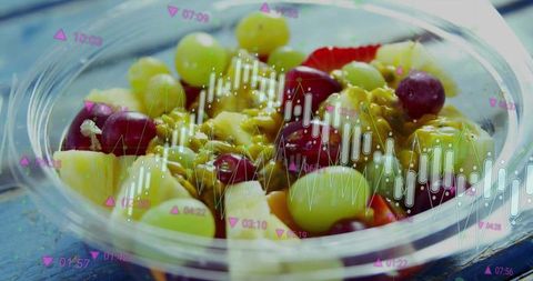 Colorful Fruit Salad with Granola and Data Visualization