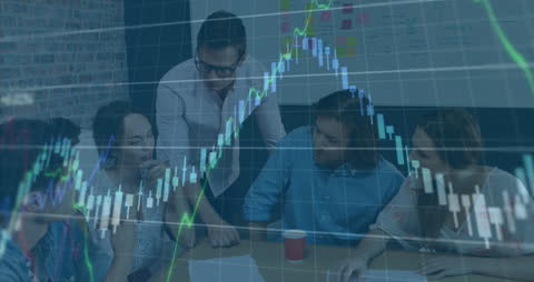 Business Team Analyzing Digital Stock Market Trends