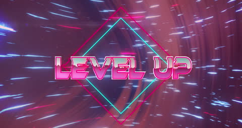 Neon Level Up Gaming Concept Background with Futuristic Light Trails