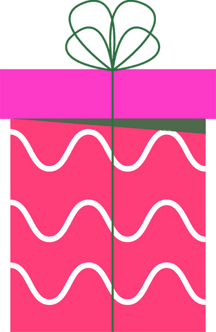 Transparent Gift Box with Pink Stripes and Green Bow