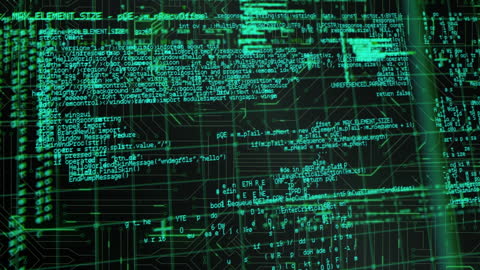 Digital Data Processing Animation Over Circuit Board