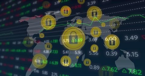 Global Financial Data with Cybersecurity Symbols - Download Free Stock Images Pikwizard.com