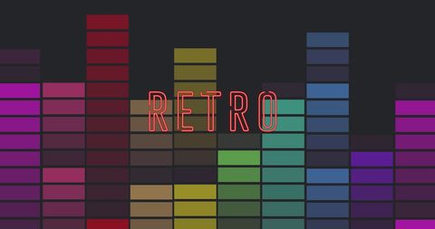 Colorful Retro Digital Equalizer Neon Background