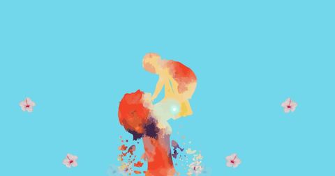 Vivid Watercolor Silhouettes with Floral on Blue Background - Download Free Stock Images Pikwizard.com
