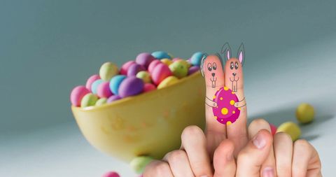 Fun easter bunny finger puppets and colorful eggs