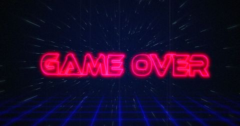 Retro Glowing 'Game Over' Text in Futuristic Neon Style