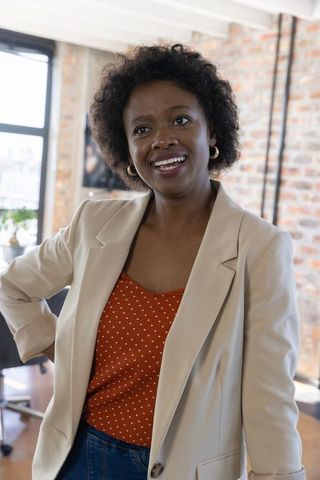 Confident African American Woman in Modern Office Setting
