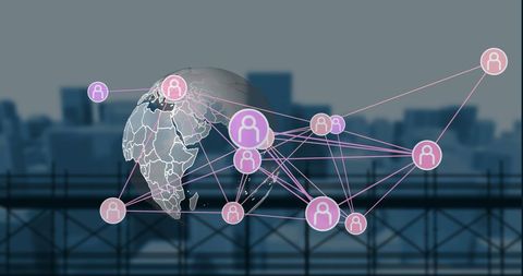 Digital Global Connectivity Over Cityscape Background - Download Free Stock Images Pikwizard.com