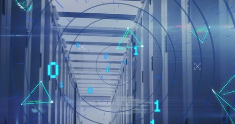 Digital Binary Interface with Server Room Overlay