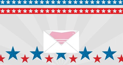 Patriotic Envelope and Stars Graphic Featuring Mail Invitation with Red White Blue