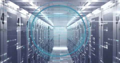 Futuristic Data Center with Cyber Security Overlay - Download Free Stock Images Pikwizard.com
