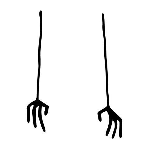 Digital illustration of black hands on transparent background