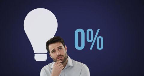 Pensive Man Contemplating Innovative Idea with Graphic Elements - Download Free Stock Images Pikwizard.com