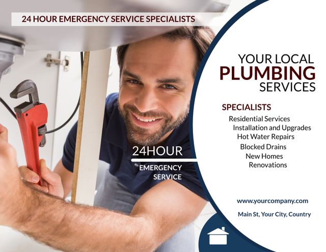 Reliable Plumbing Services with Smiling Professional Fixing Sink - Download Free Stock Templates Pikwizard.com