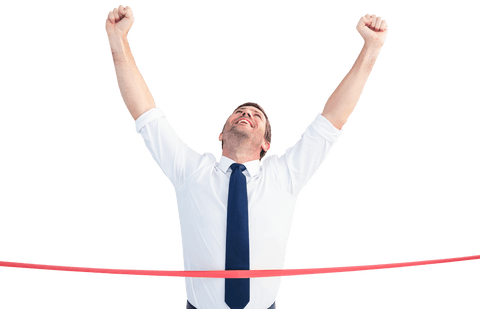 triumphant businessman crossing transparent finish line - Download Free Stock Videos Pikwizard.com