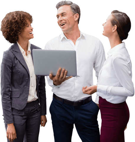 Transparent Business Team Collaborating on Laptop Project - Download Free Stock Videos Pikwizard.com