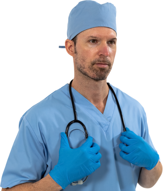 Transparent Mid Section Health Worker in Scrubs and Gloves Holding Stethoscope - Download Free Stock Videos Pikwizard.com