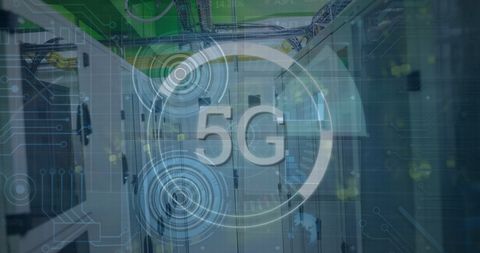 5G Technology Overlaying Server Room with Digital Elements - Download Free Stock Images Pikwizard.com