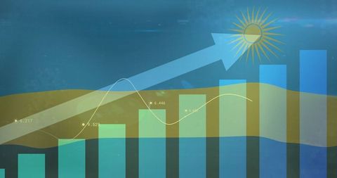 Growing business analytics with futuristic infographic elements