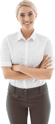 transparent smiling businesswoman arms crossed - Download Free Stock Videos Pikwizard.com