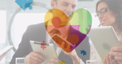 Diverse Business Team with Autism Awareness Theme