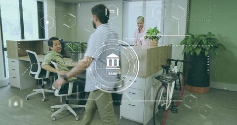 Professional Bank Reception with Multiracial Collaboration