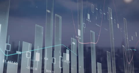 Futuristic Data Visualization Over Cityscape