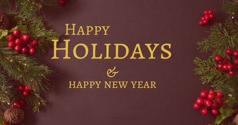 Festive Holiday Greeting with Christmas Wreath Decorations