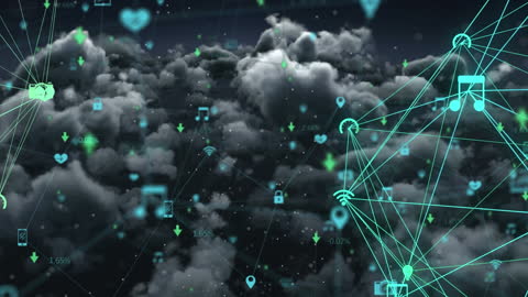 Digital Networking Over Cloudy Background Illustrating Connectivity