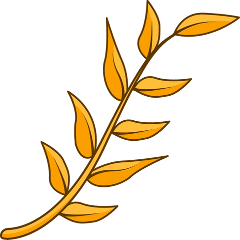 Golden branch illustration on transparent background visibly elegant and organic