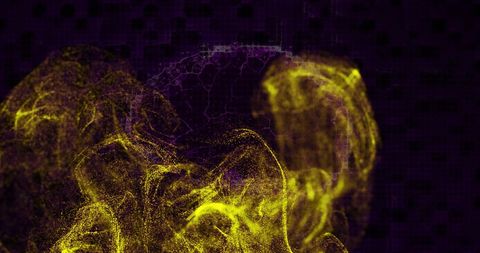 Abstract Yellow Particles on Dark Background Digital Art - Download Free Stock Images Pikwizard.com