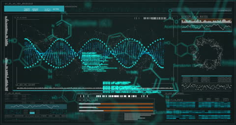 Futuristic DNA and Scientific Data Display