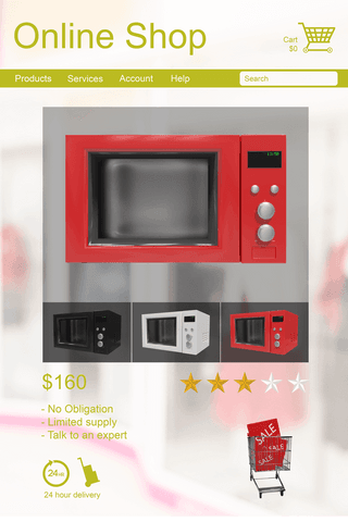 Transparent smart online shopping interface with microwave options