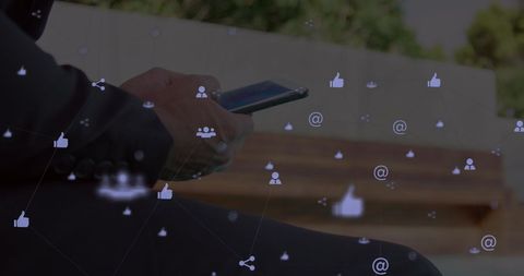 Digital Networking Using Smartphone with Virtual Symbols - Download Free Stock Images Pikwizard.com
