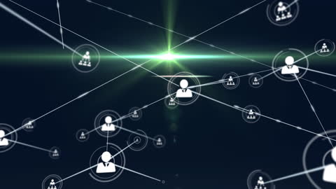 Abstract Networking with Digital Person Icons and Green Light