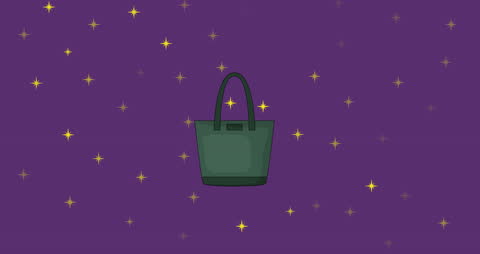 Animated Handbag Icon on Starry Purple Background