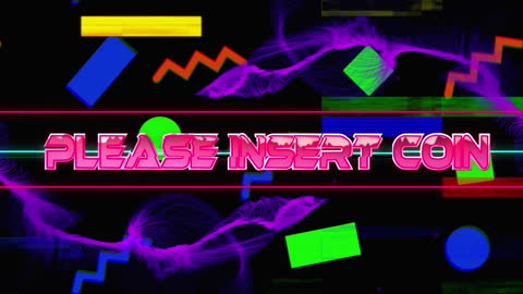 Retro Gaming Interface Animation with Please Insert Coin Text