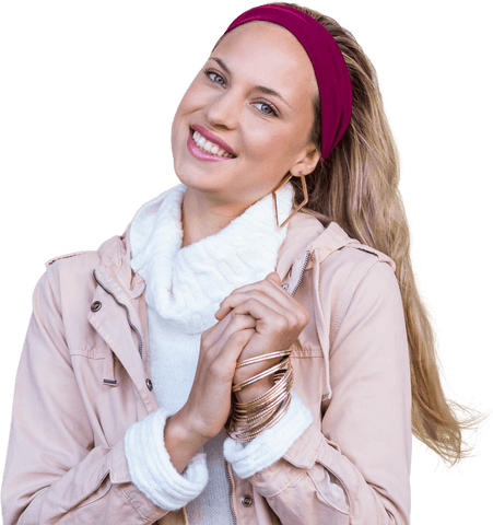 smiling young woman with headband on transparent background - Download Free Stock Videos Pikwizard.com